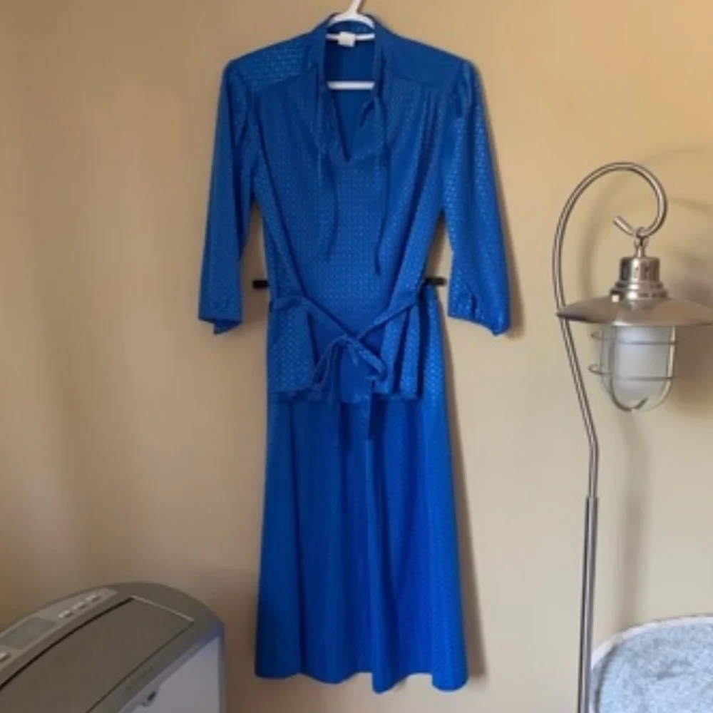 Vintage Blue Polka Dot Blouse and Skirt Set - Picture 3 of 14